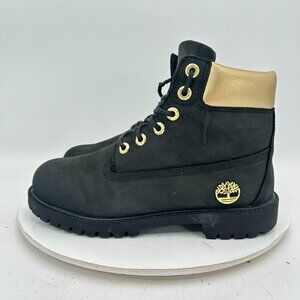 Timberland Men Size 5.5 Black Nubuck Gold Leather 6" Heritage Ankle Boot